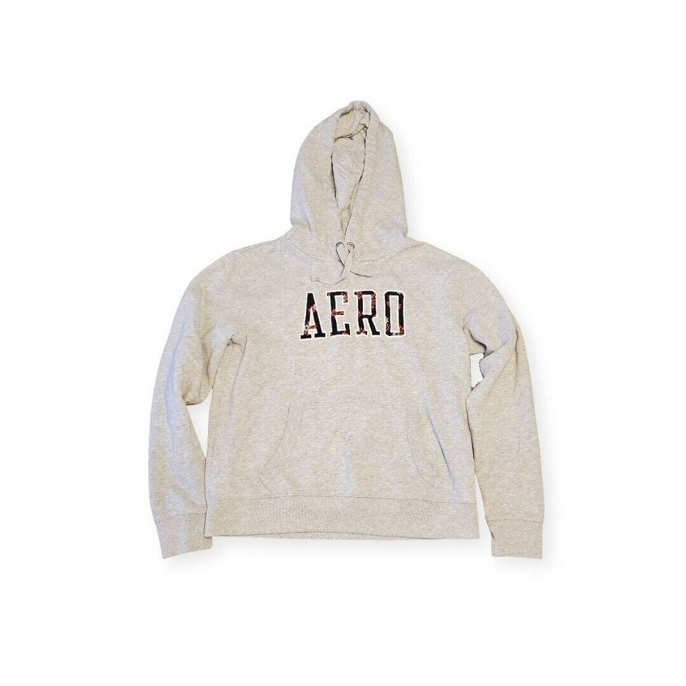 Aeropostale Hoodie Size M Gray Black Pink Floral Womens Fleece Jacket